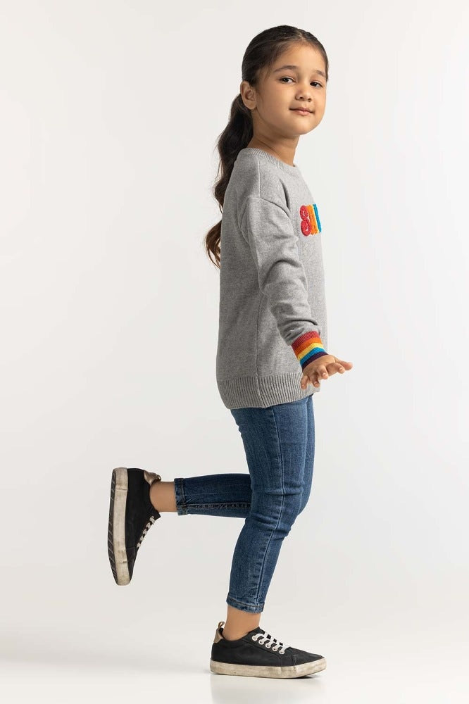 Toddler Girl Grey Basic Sweater
