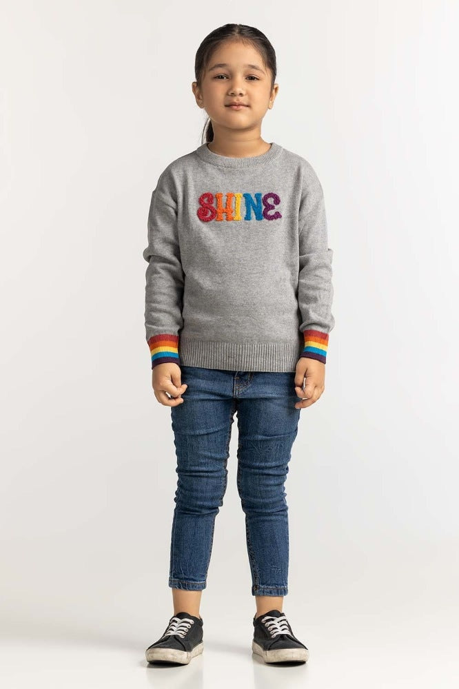 Toddler Girl Grey Basic Sweater