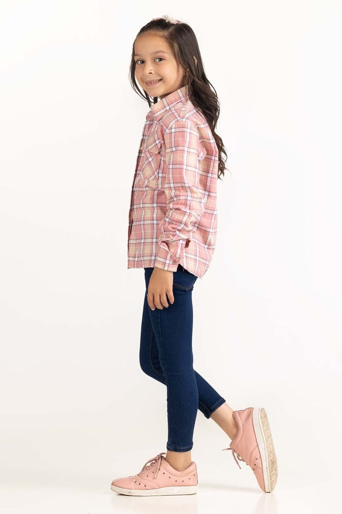 Toddler Girl Pink And White Casual Shirt