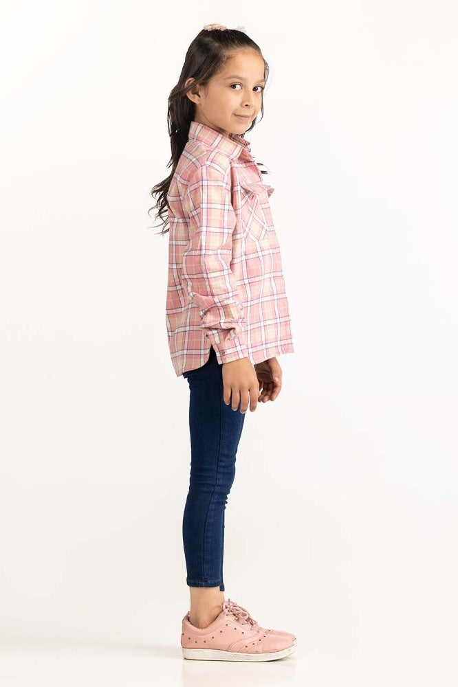 Toddler Girl Pink And White Casual Shirt