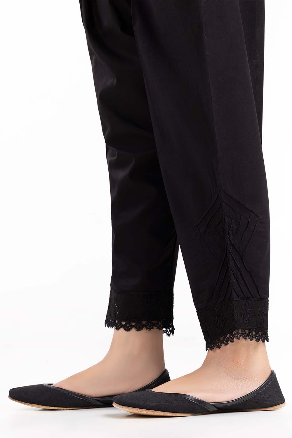 Black Embroidered Cambric Shalwar