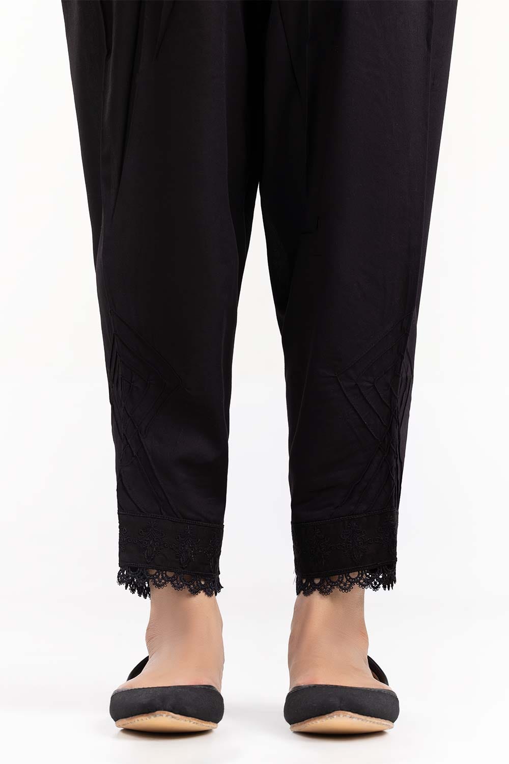 Black Embroidered Cambric Shalwar