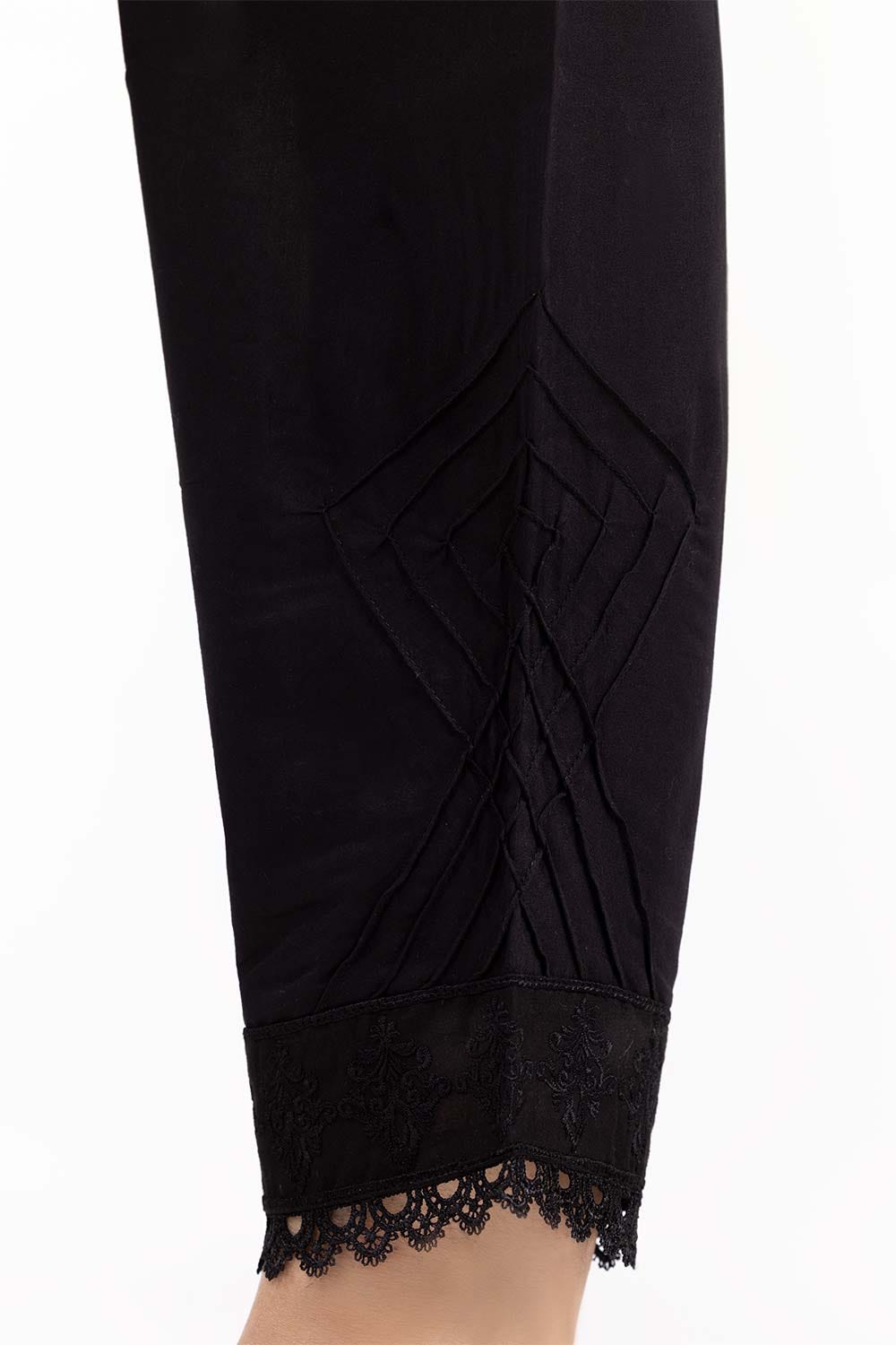 Black Embroidered Cambric Shalwar