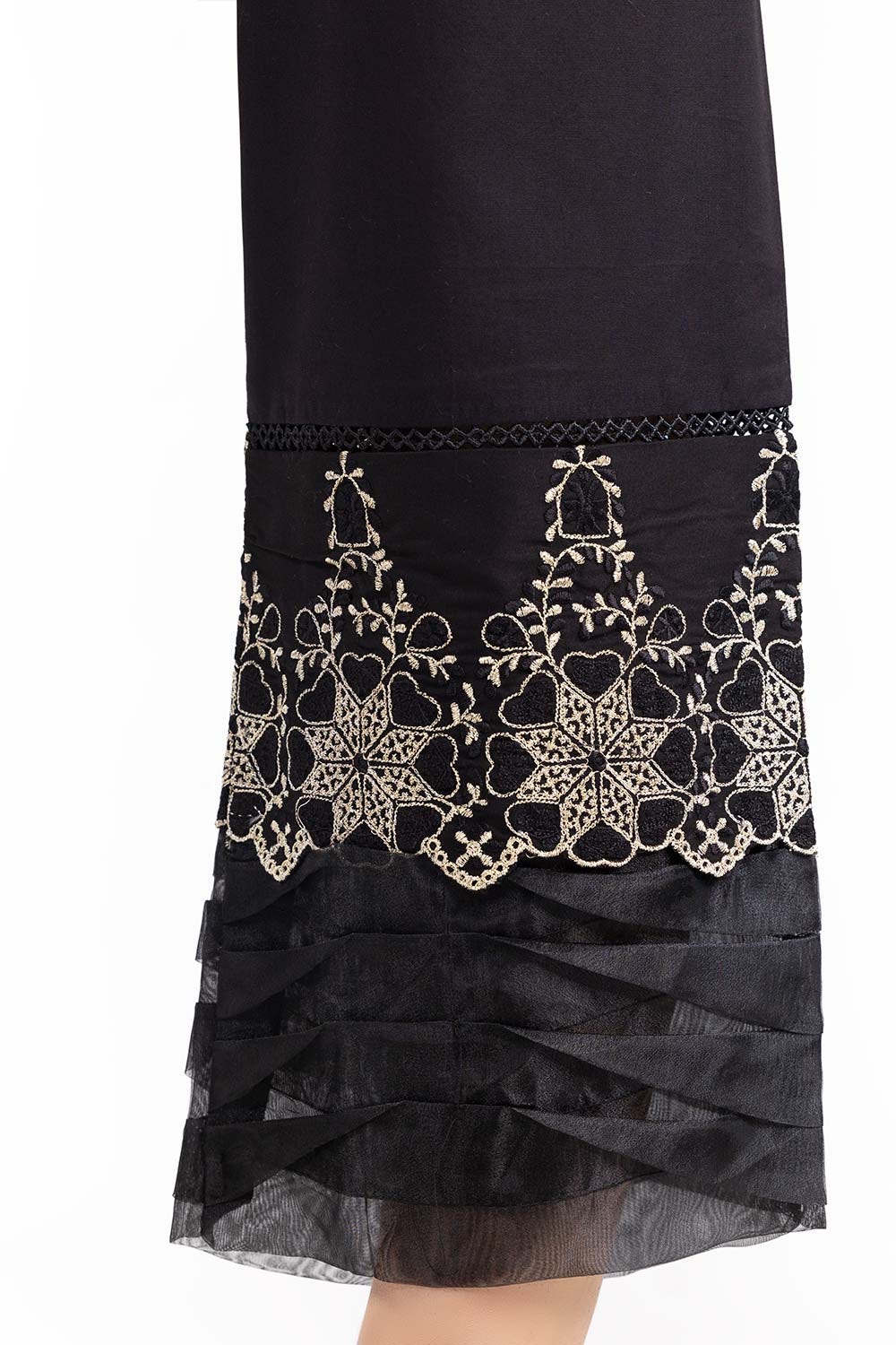 Black Cambric Embroidered Trousers