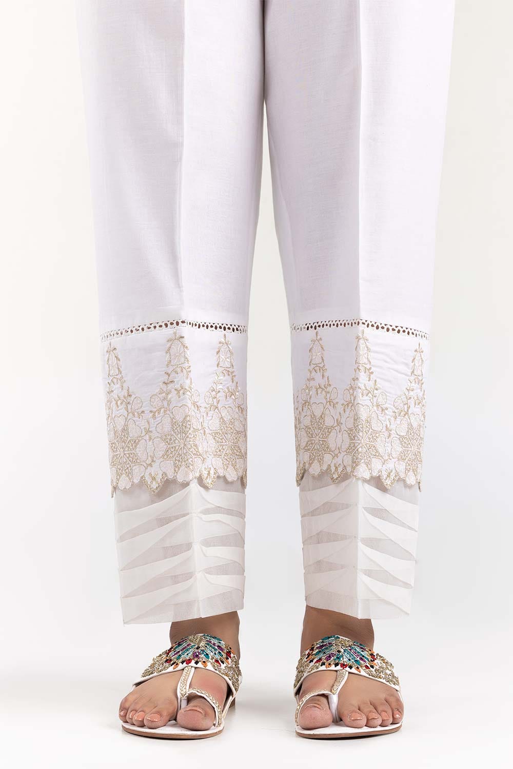 Off-White Cambric Embroidered Trousers