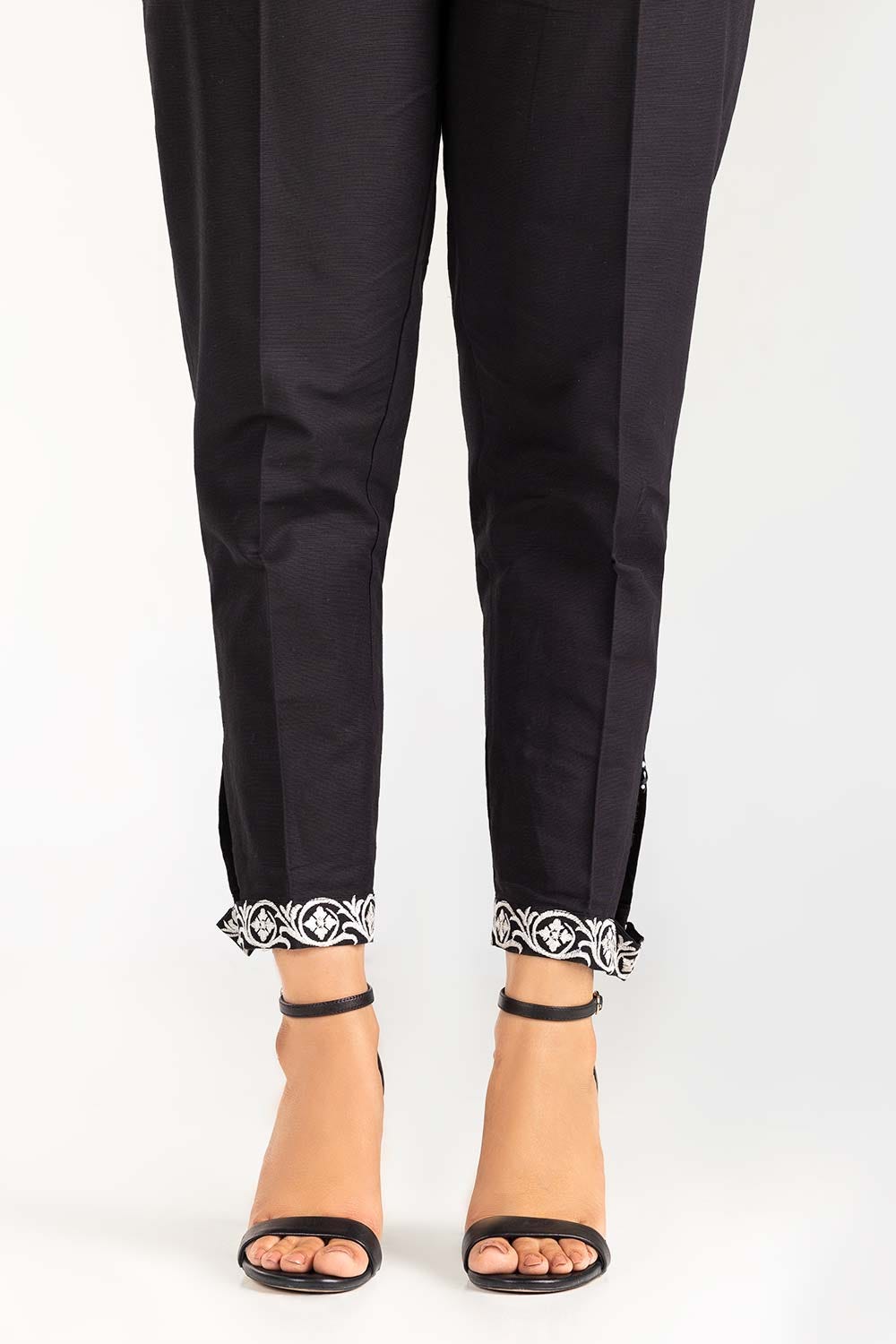 Black Embroidered Khaddar Trouser