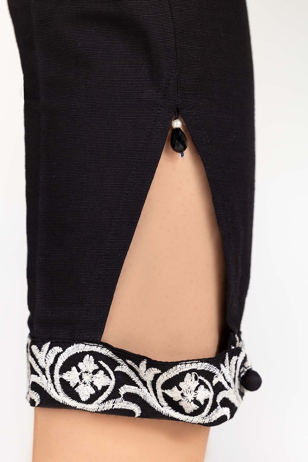 Black Embroidered Khaddar Trouser