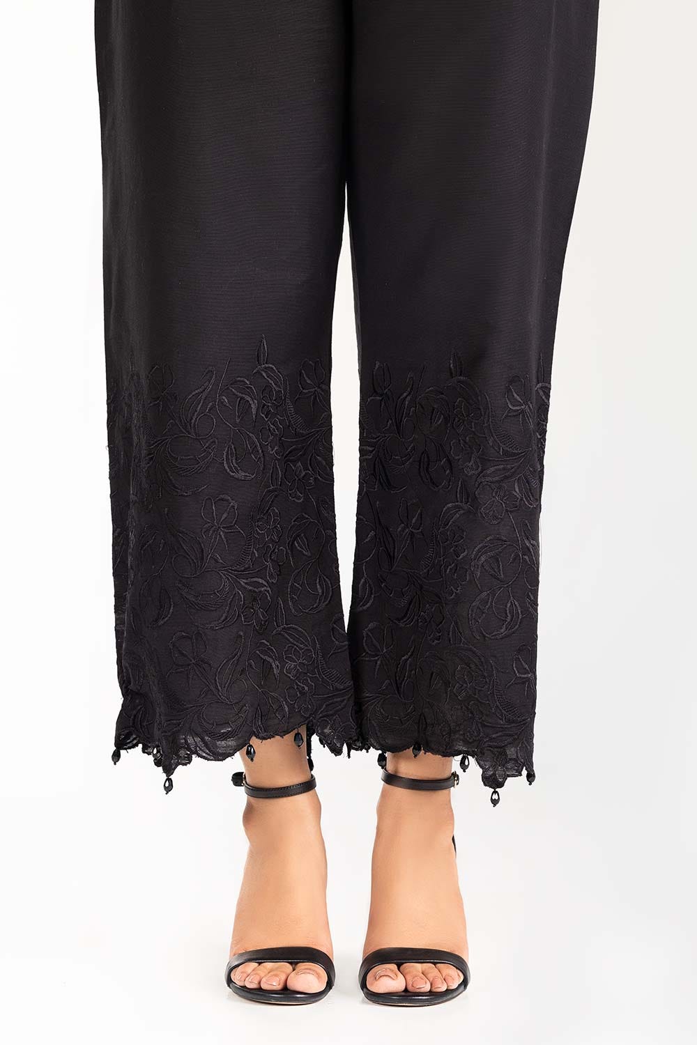 Black Embroidered Khaddar Trouser