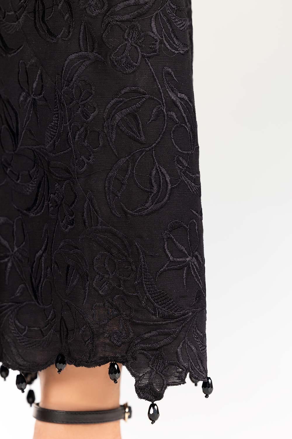 Black Embroidered Khaddar Trouser