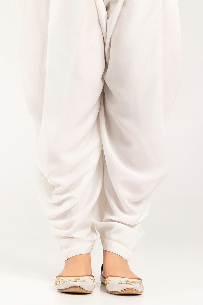 White Poly Crepe Shalwar