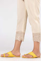 Beige Embroidered Cambric Trousers
