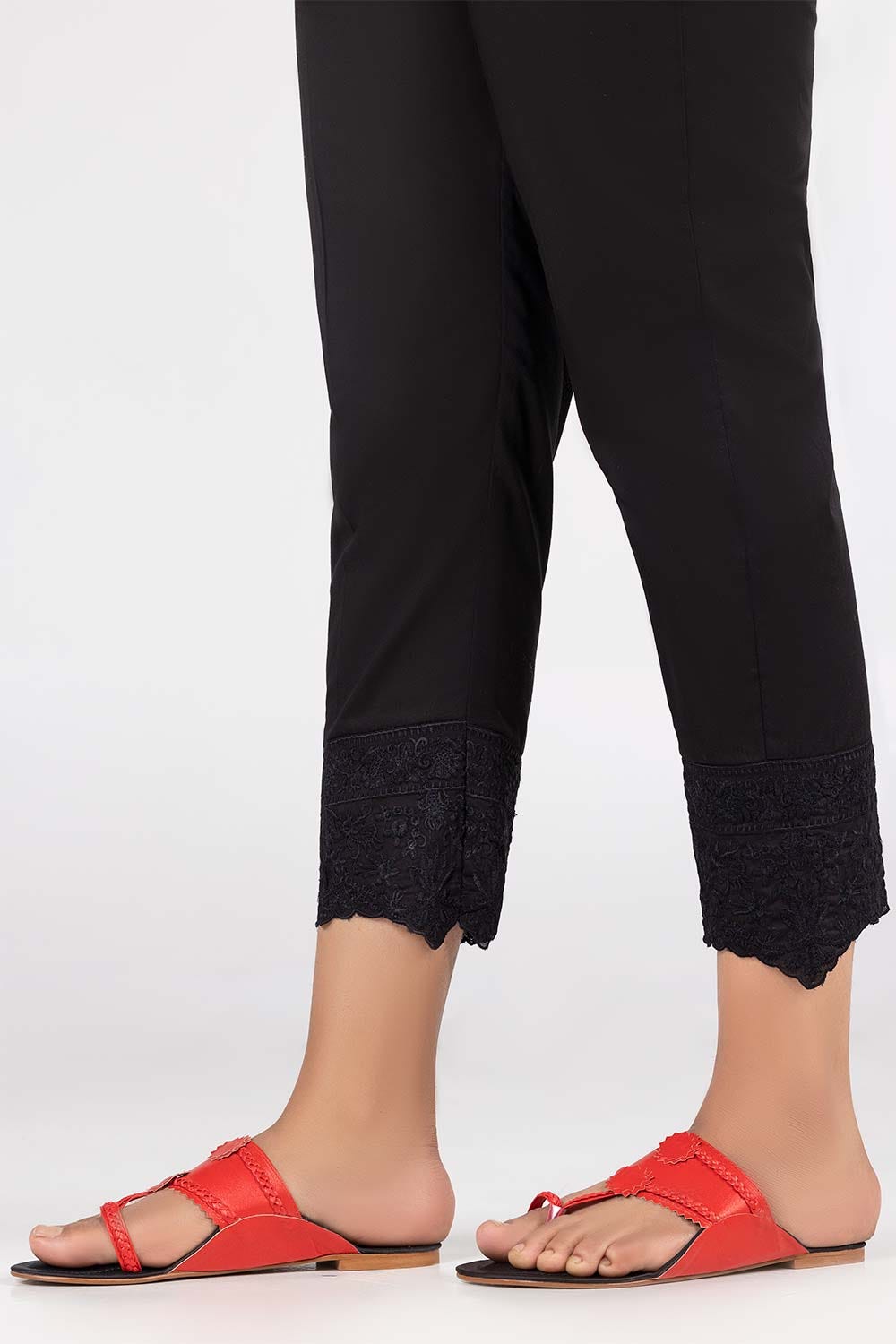 Black Embroidered Cambric Trousers