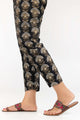 Black Raw Silk Screen Printed Trousers