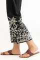 Black Raw Silk Embroidered Trousers