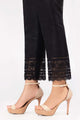 Black Raw Silk Embroidered Trousers
