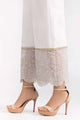 White Raw Silk Embroidered Trousers