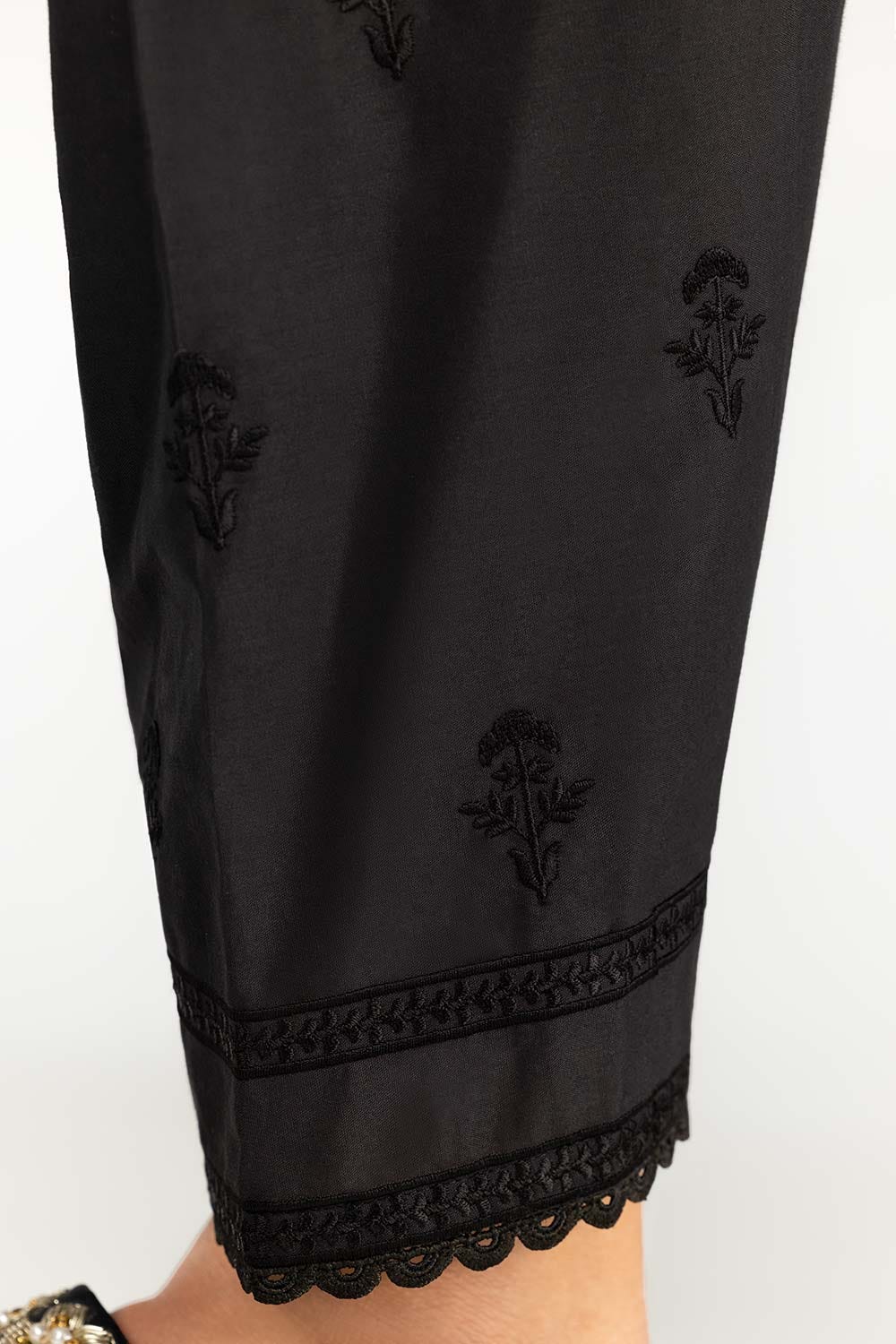 Black Cambric Embroidered Shalwar
