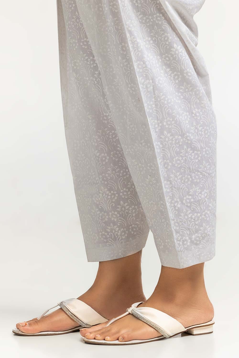 Off-White Dyed Cambric Screen Print Shalwar