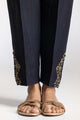 Black Dyed Embroidered Rawsilk Trouser