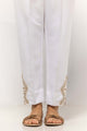 White Dyed Embroidered Rawsilk Trouser