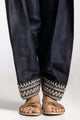 Black Dyed Embroidered Rawsilk Trouser