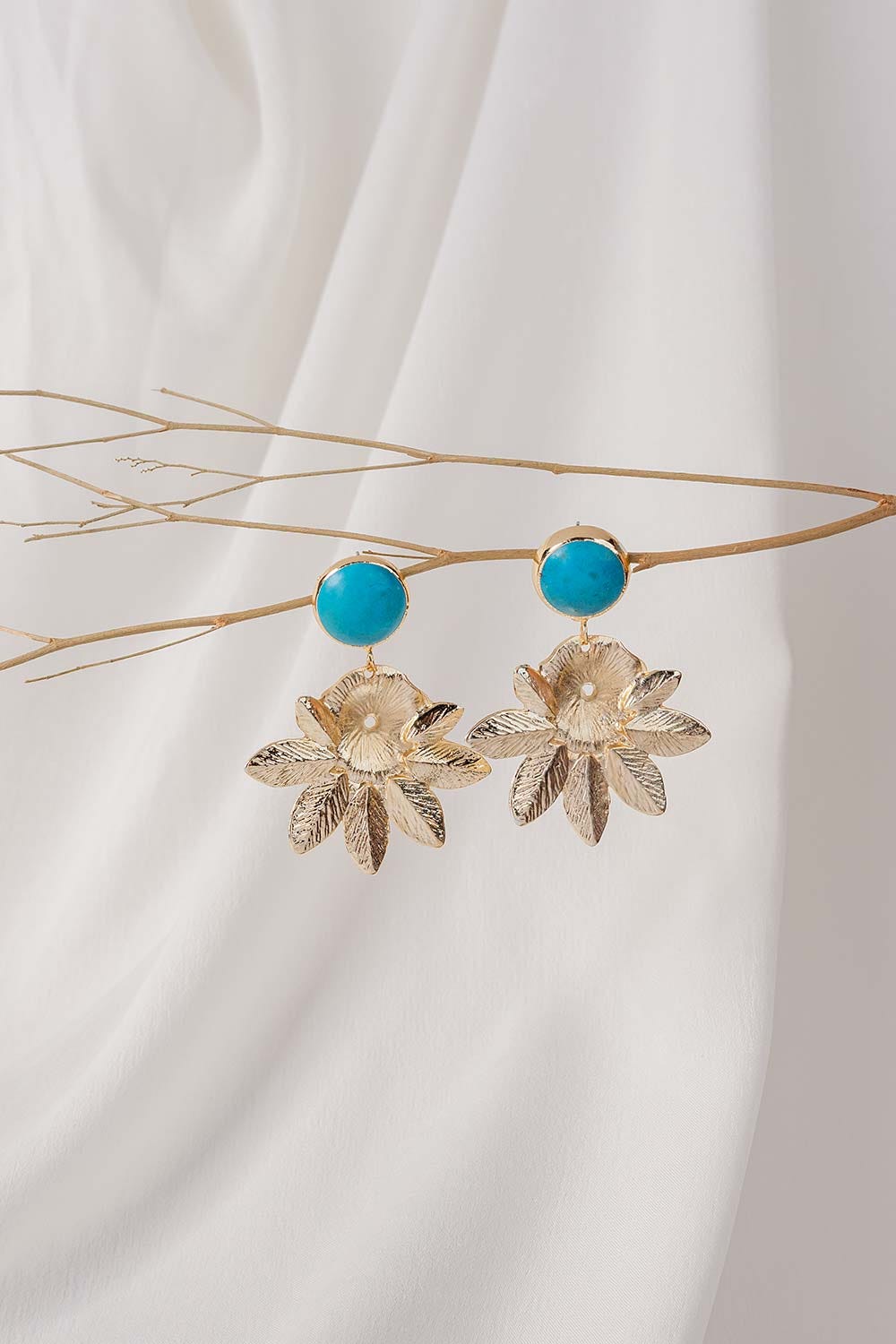 Turquoise Flower Drop Earrings
