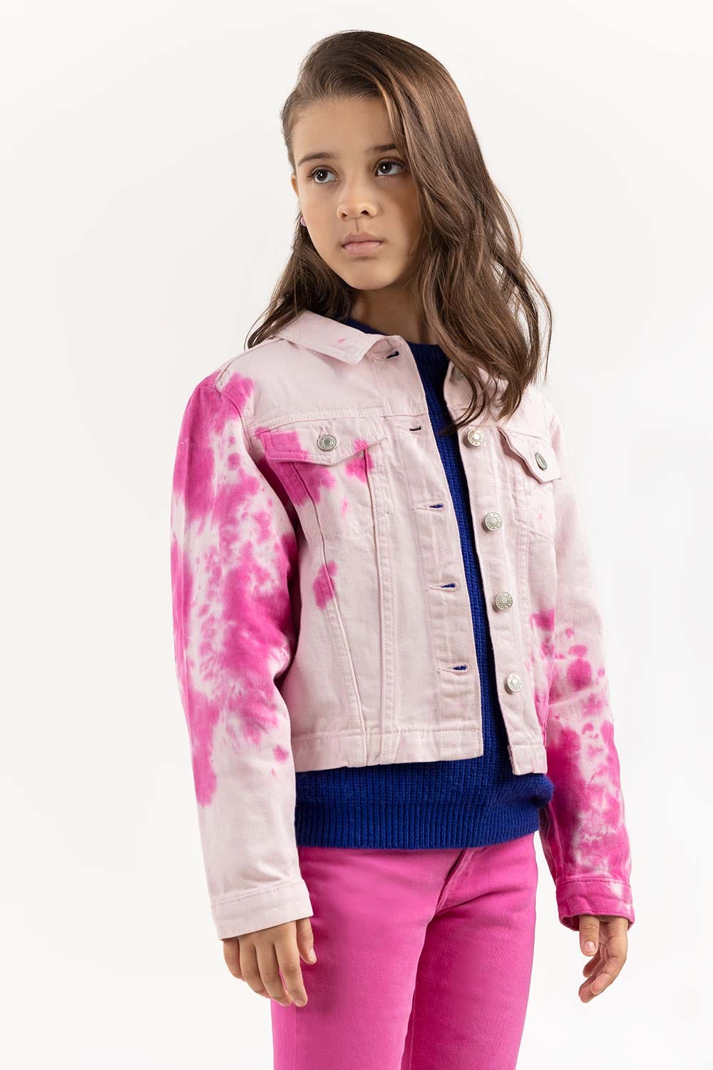 Girls Tie Dye Pink Jacket