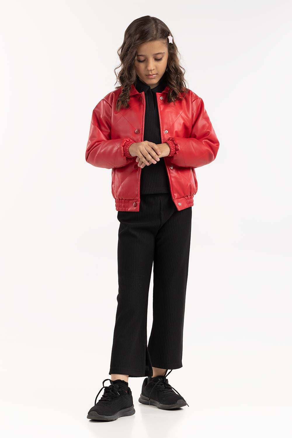 Junior Girl Red Poly Jacket