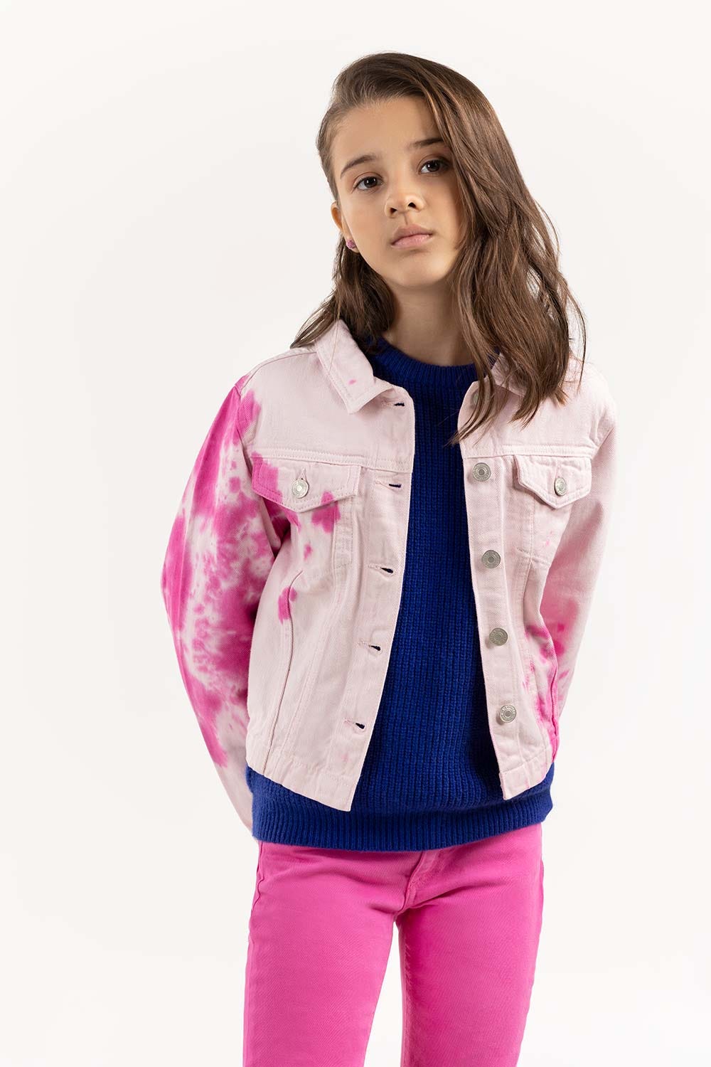 Girls Tie Dye Pink Jacket