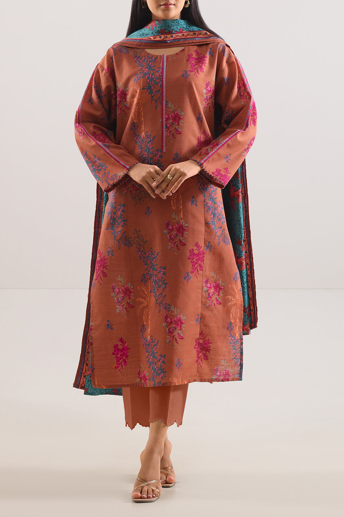 Unstitched Printed Cotton Khaddar 3 Piece114078