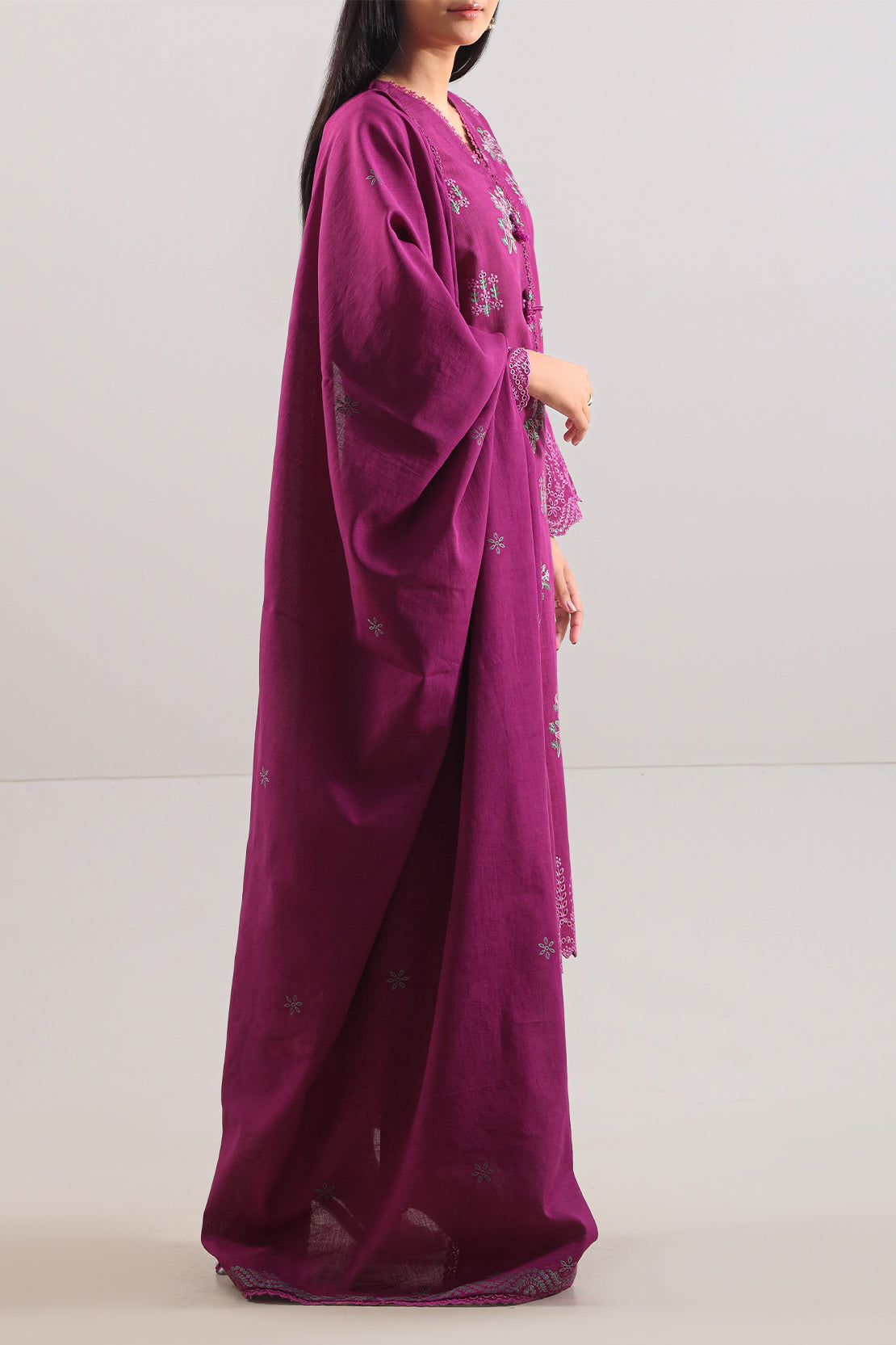 Unstitched Solid Embroidered Cotton Khaddar 3 Piece120608