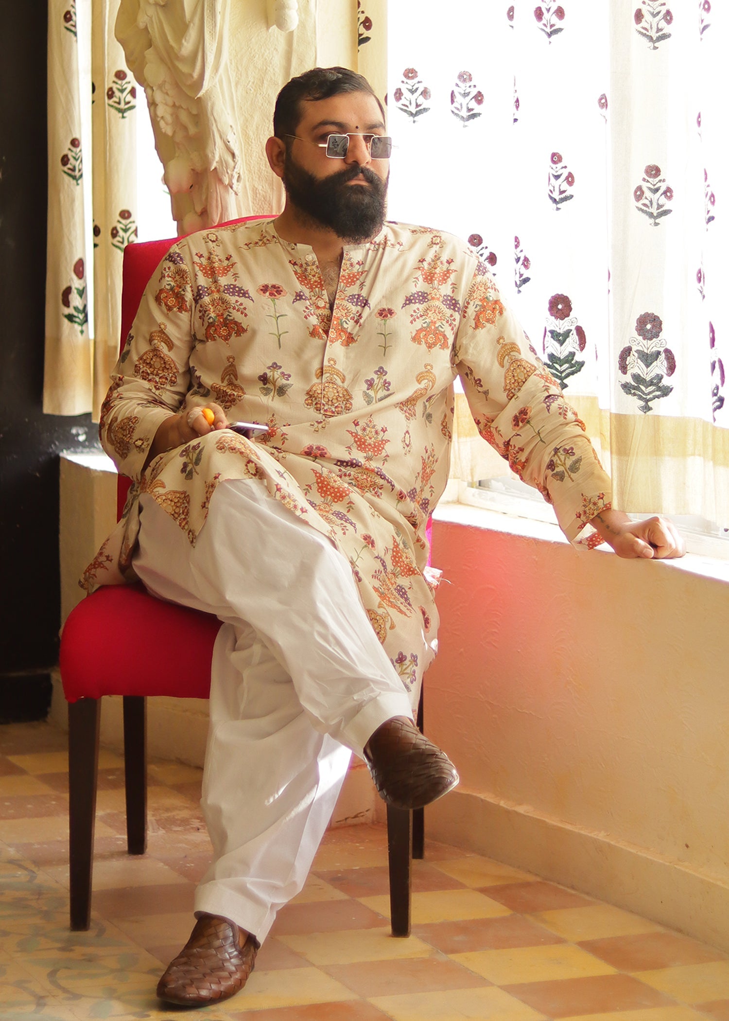 3 Piece Dyed Doria Paper Cotton Suit