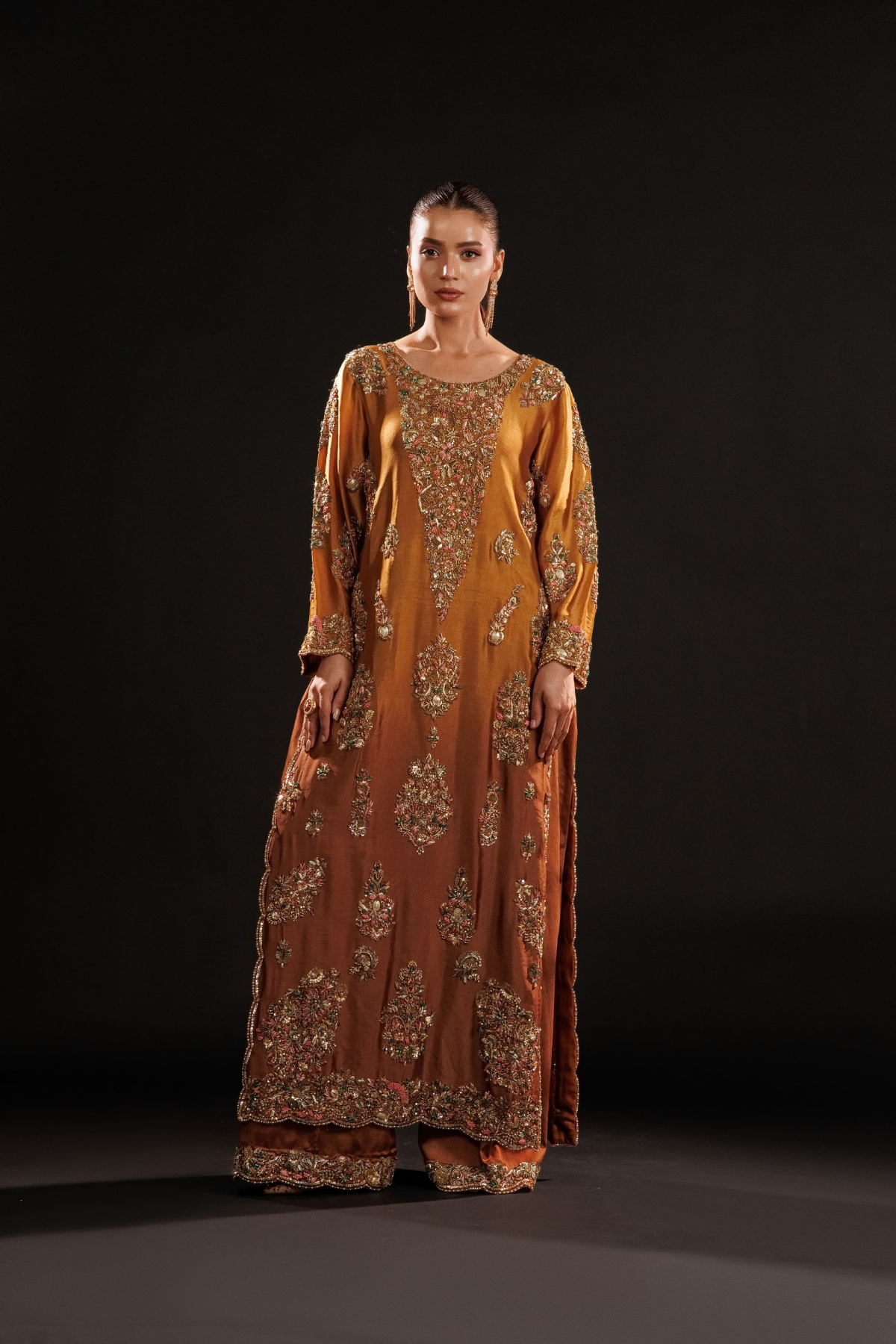 Usama Silk Amber Royale Style – Amber Gold Formal Suit
