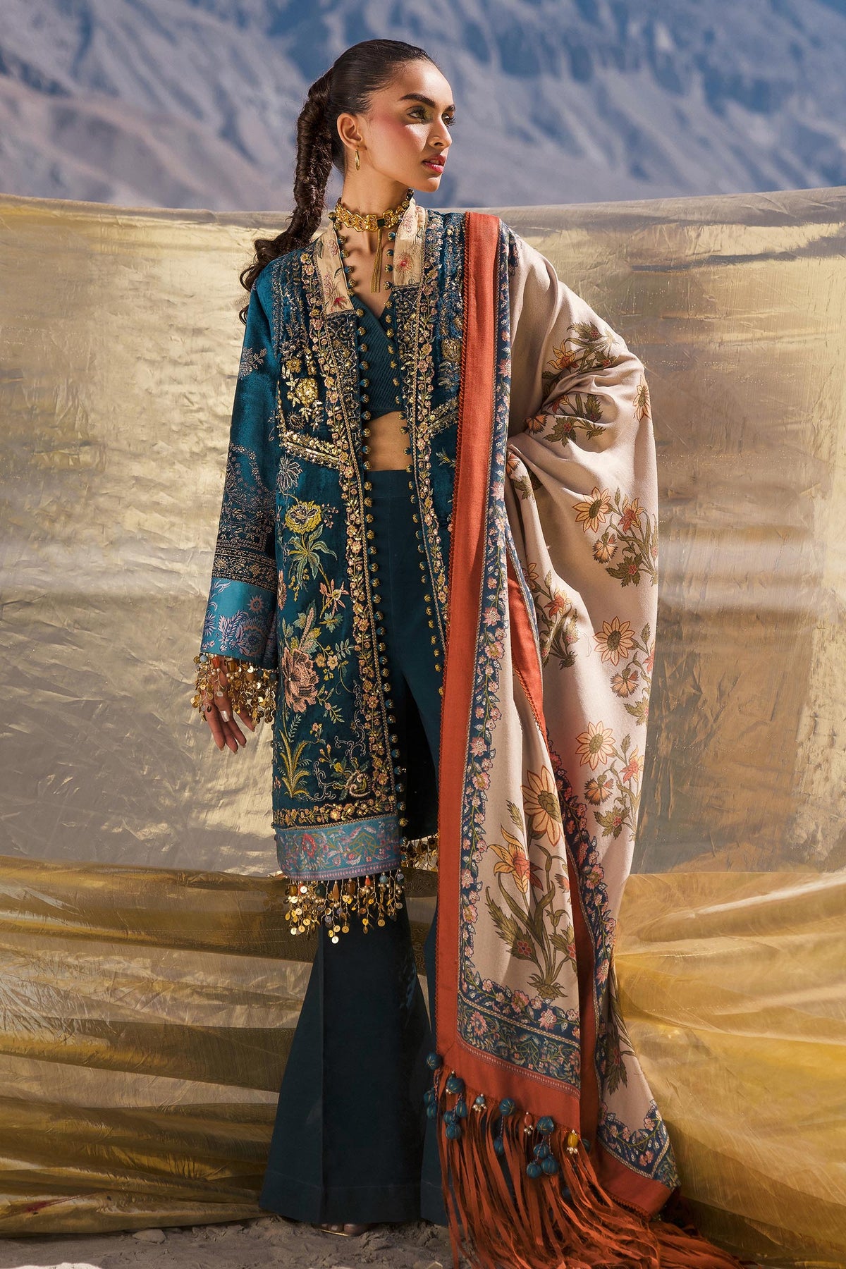 Unstitched Velvet 3 Piece Suit