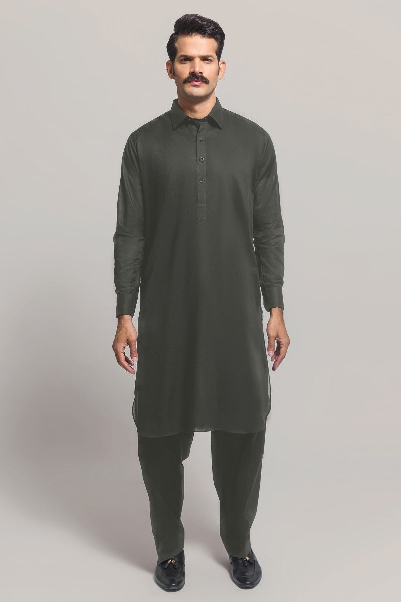 Dark Grey Unstitched Fabric GUL RUBIA LAWN