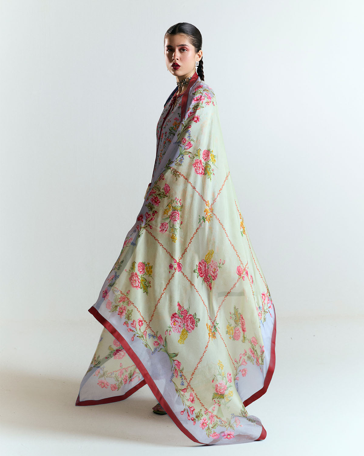 3 Piece Embroidered Organza Suit