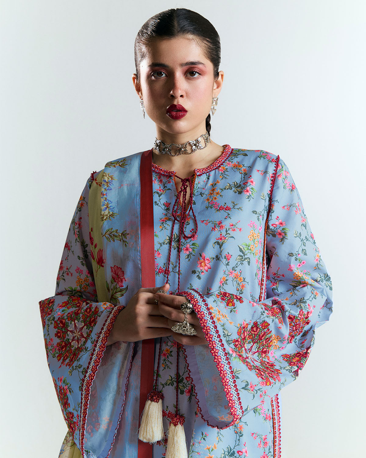 3 Piece Embroidered Organza Suit