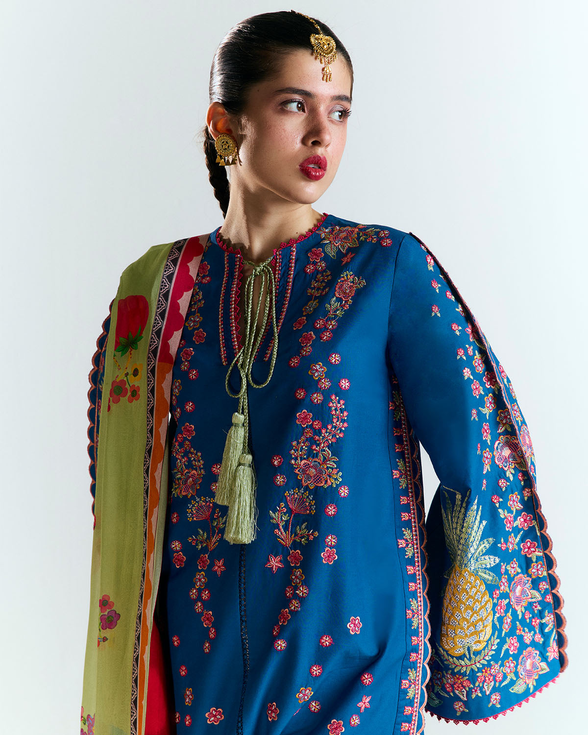 3 Piece Embroidered Linen Suit