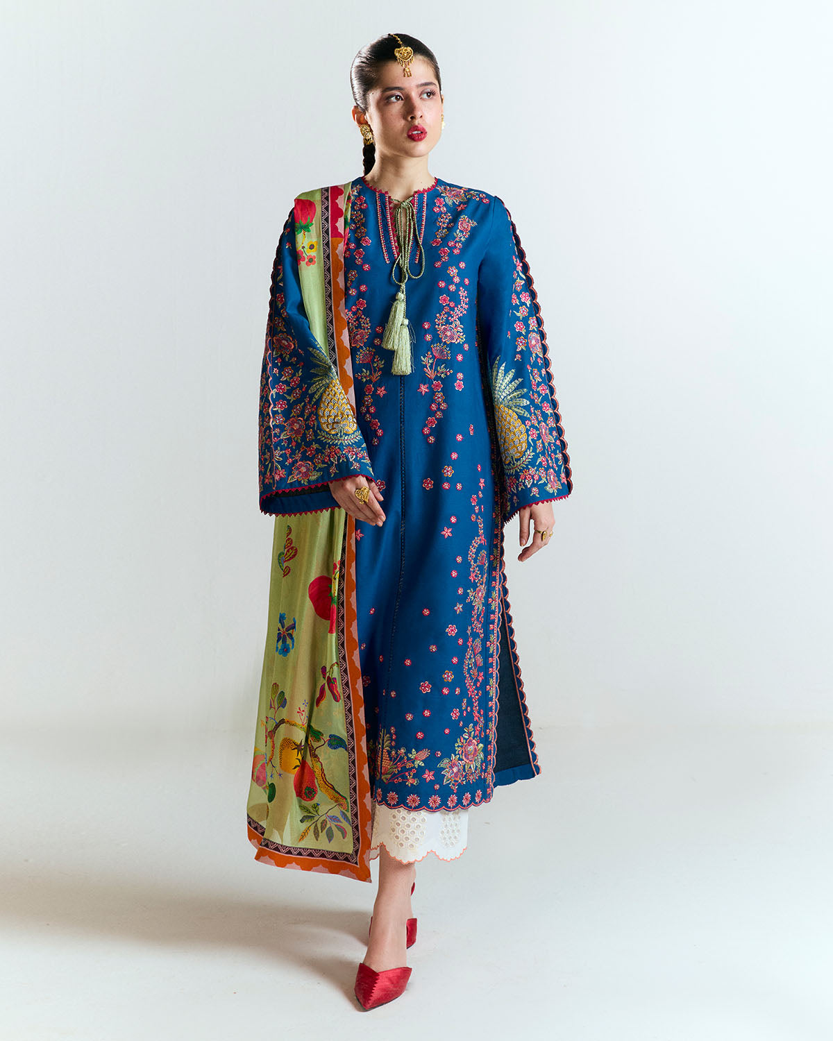 3 Piece Embroidered Linen Suit