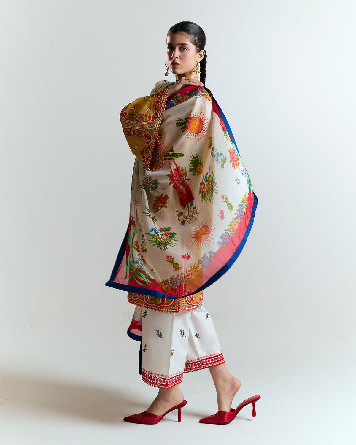 3 Piece Embroidered Linen Suit