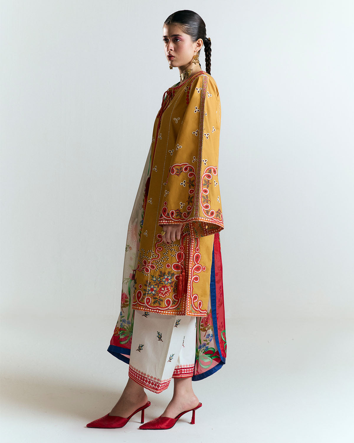 3 Piece Embroidered Linen Suit