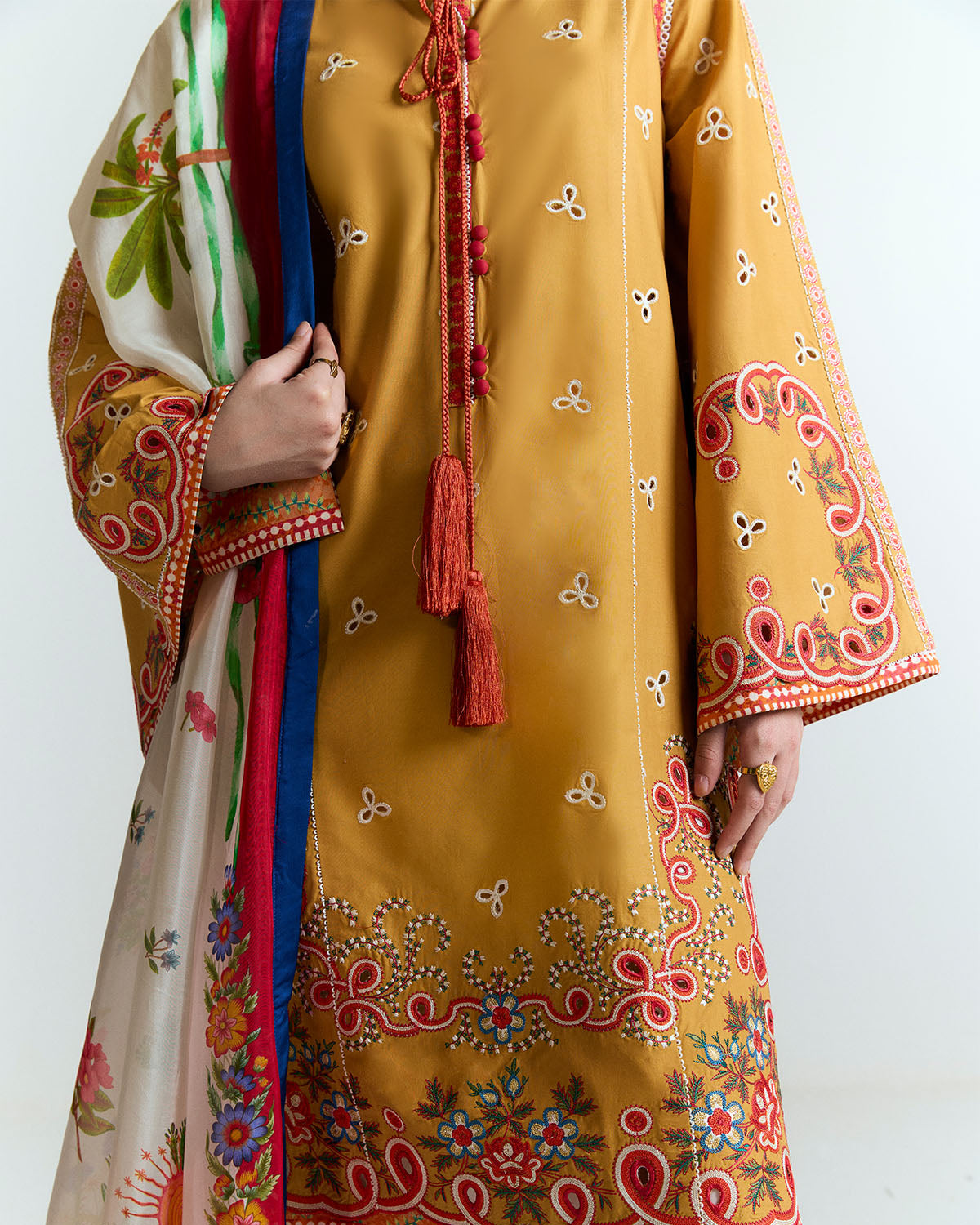 3 Piece Embroidered Linen Suit