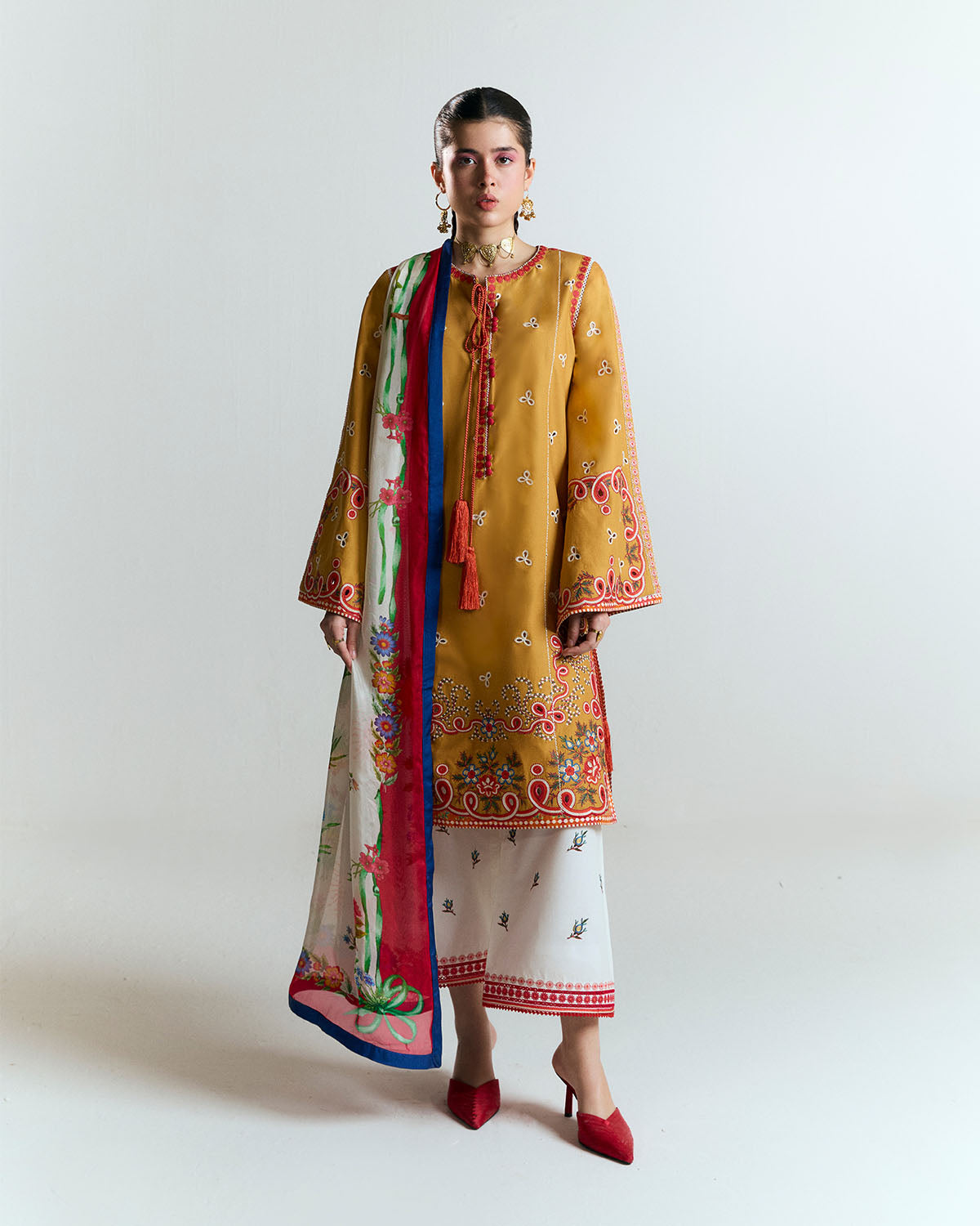 3 Piece Embroidered Linen Suit