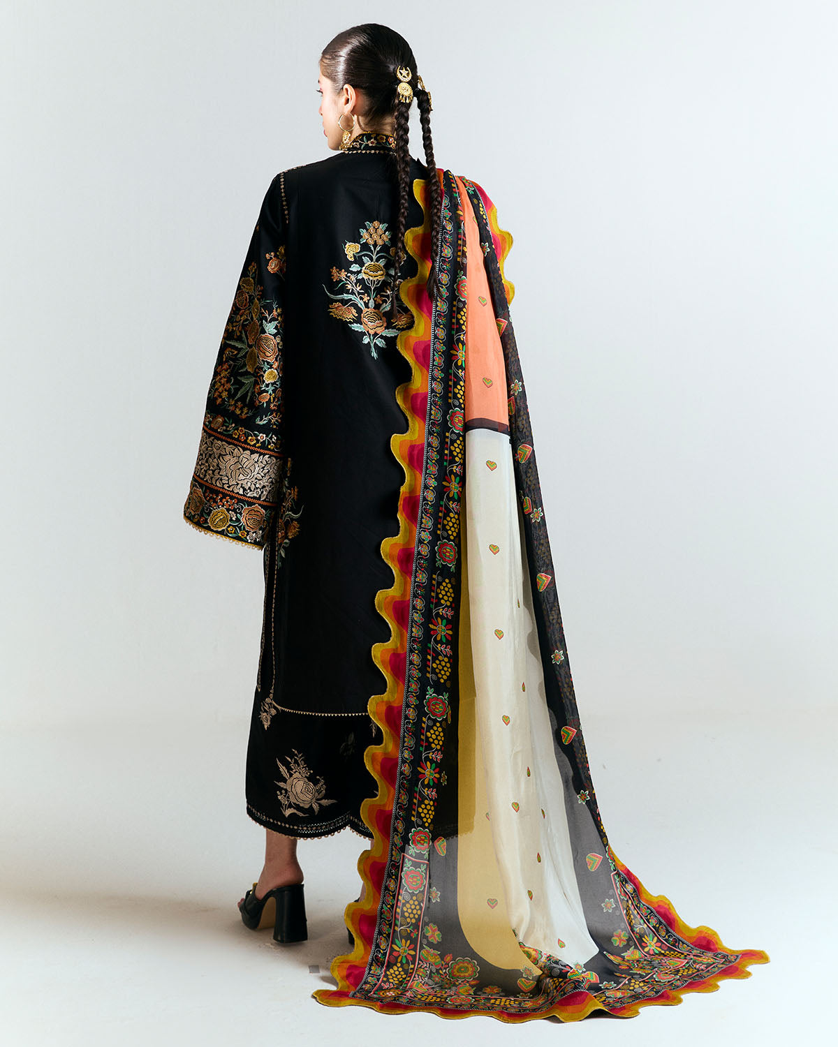 3 Piece Embroidered Velvet Suit