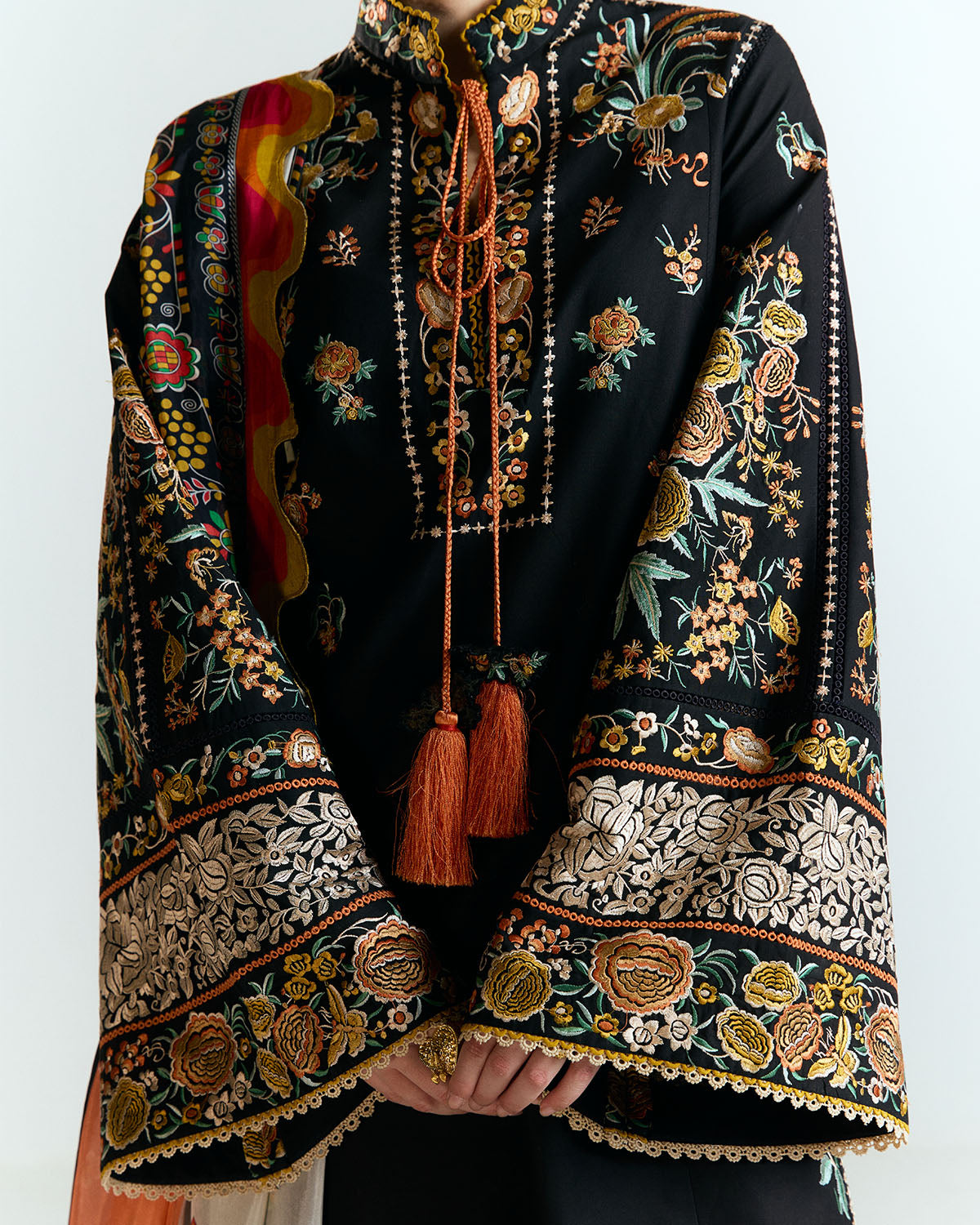 3 Piece Embroidered Velvet Suit