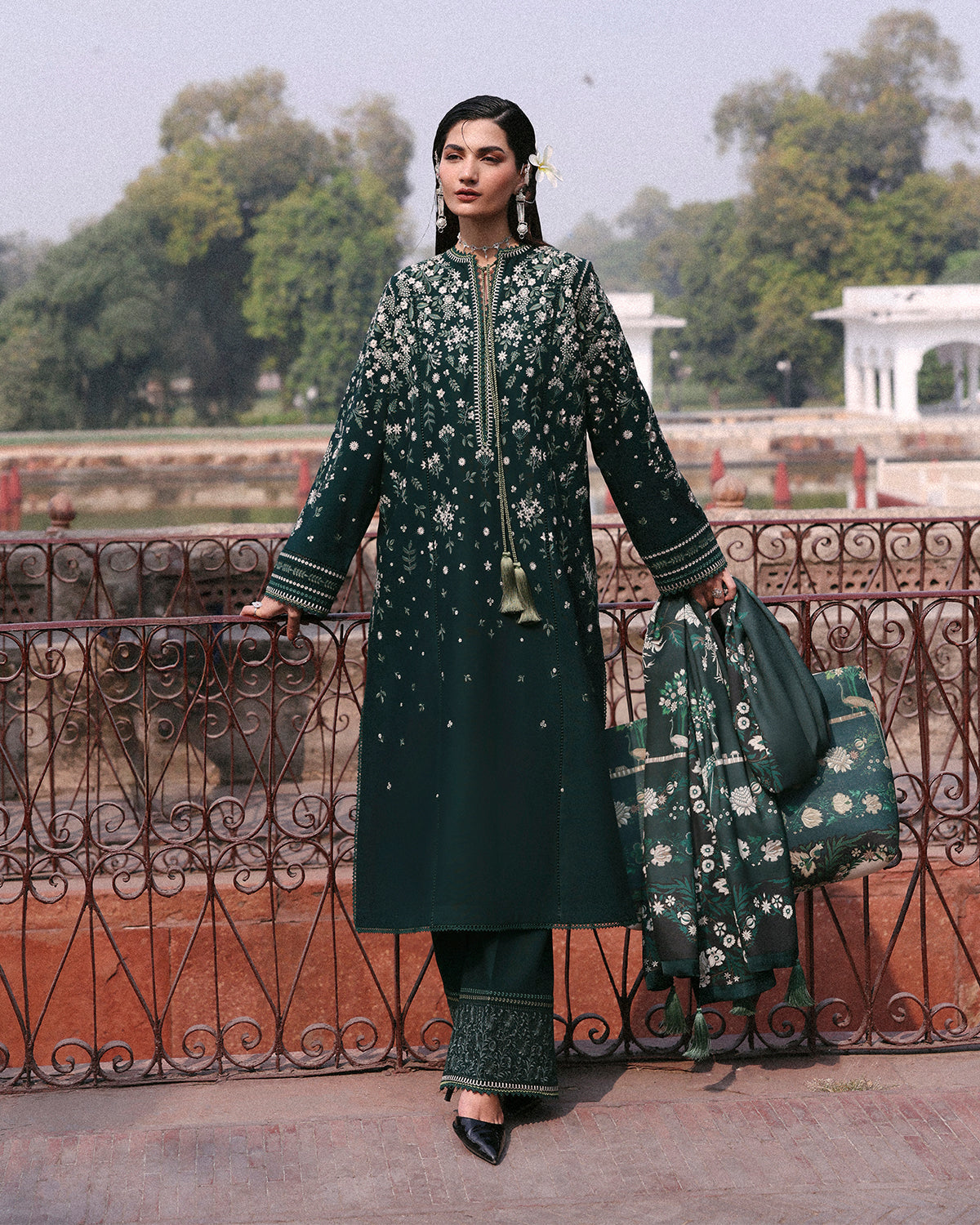 3 Piece Embroidered Velvet Suit