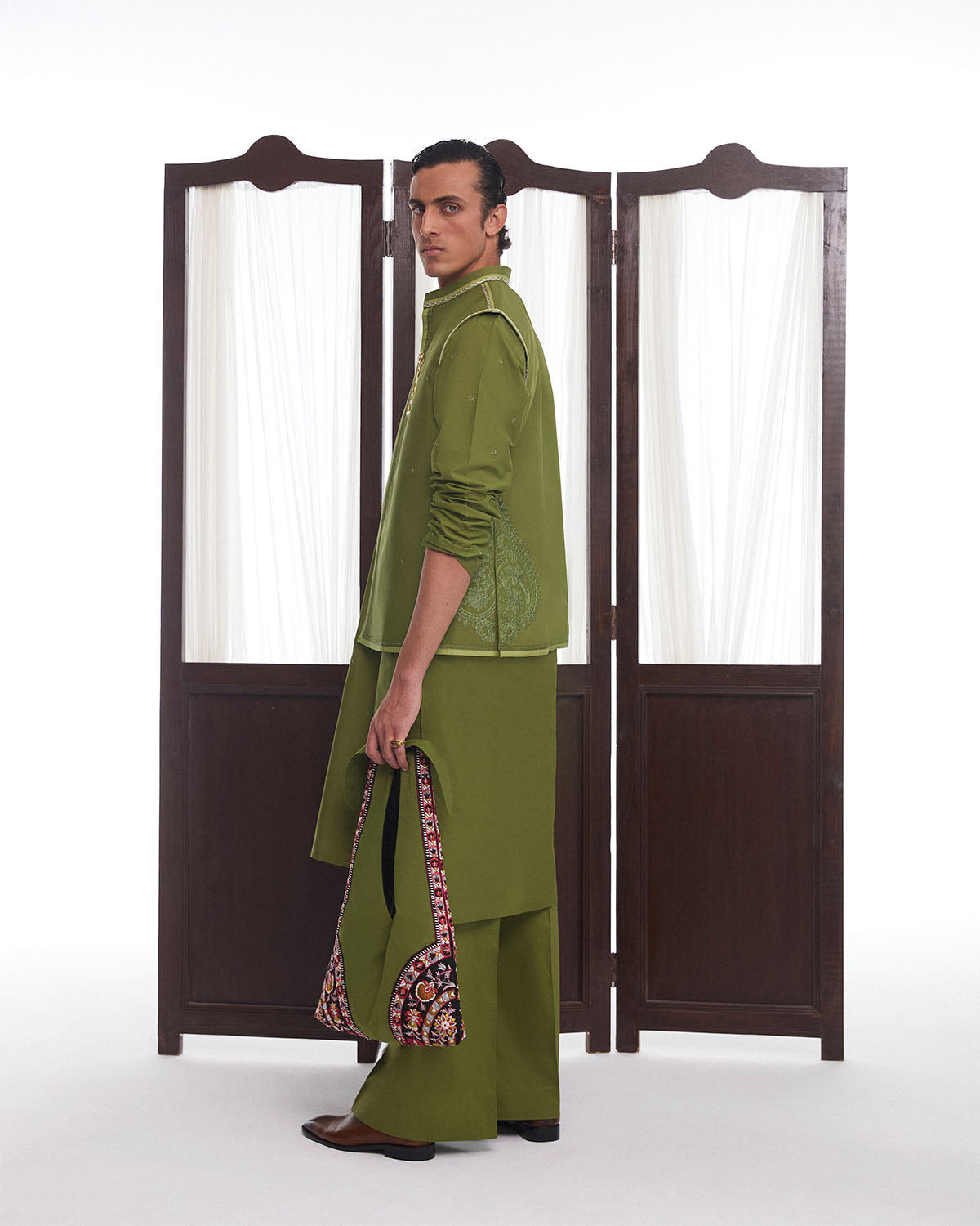 3 Piece Unstitched Embroidered Raw Silk Suit