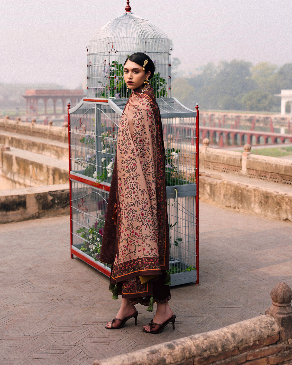 3 Piece Embroidered Raw Silk Suit