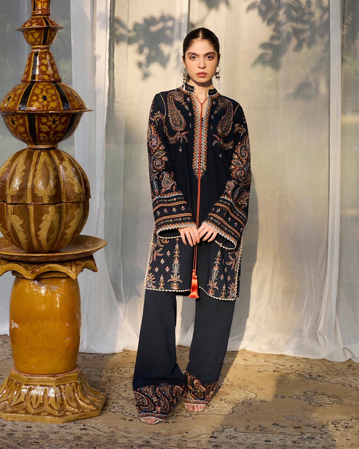 3 Piece Embellished Net Suit