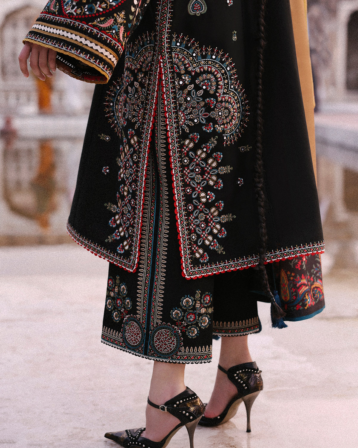 3 Piece Embroidered Velvet Suit
